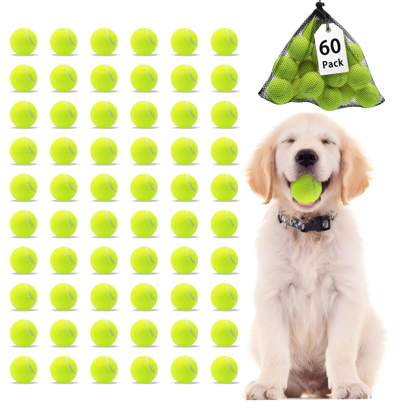 Smart orange 2-Inch Dog Tennis Balls – 60 Pack Bright Colors for Fetch High-End