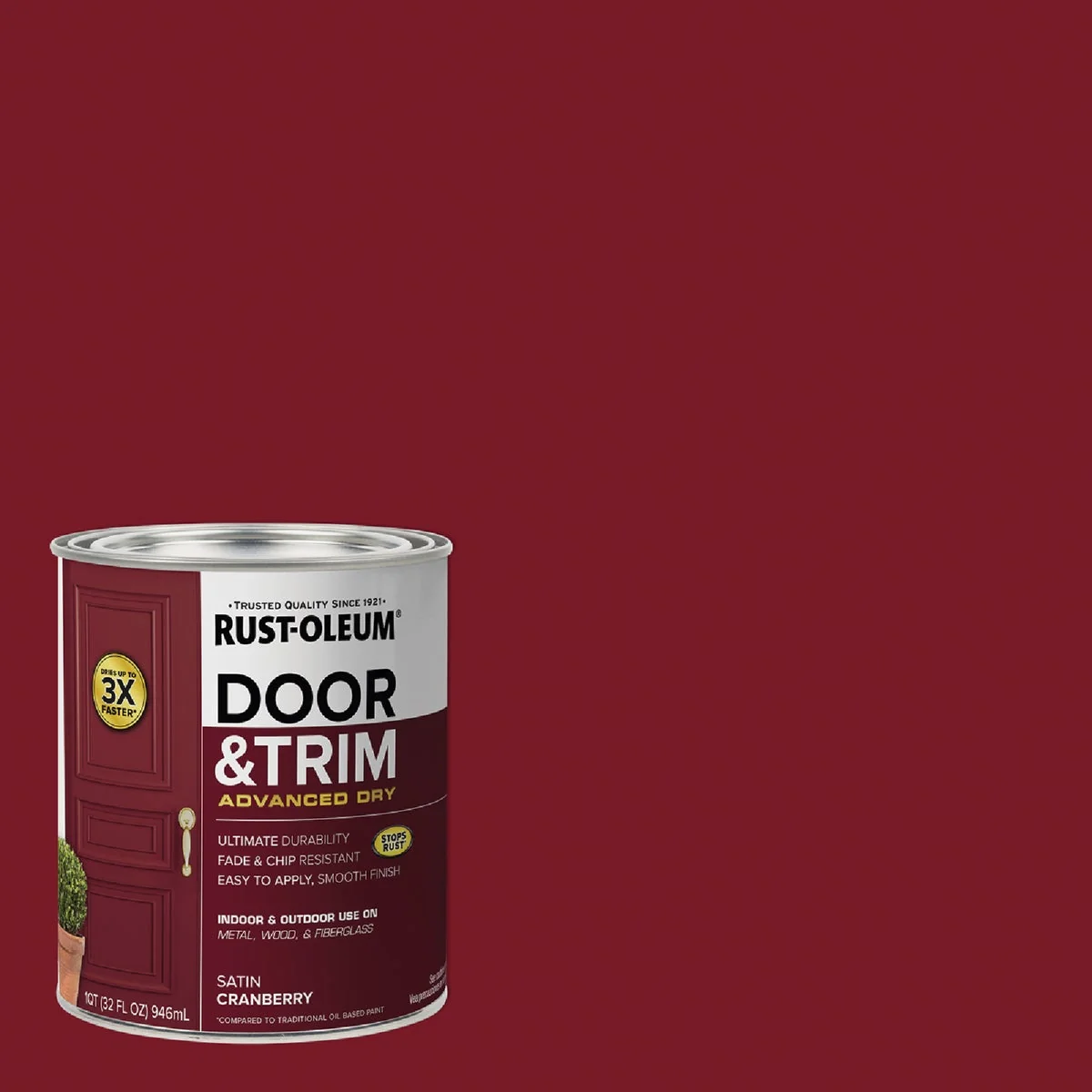 Consistent Rust-Oleum Stops Rust 1 Qt. Satin Cranberry Door and Trim Paint Durable
