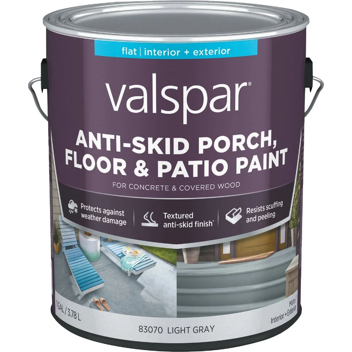 Minimalist Valspar Anti-Skid Flat Latex Porch Floor Patio Paint Light Gray 1 Gal. High-Grade