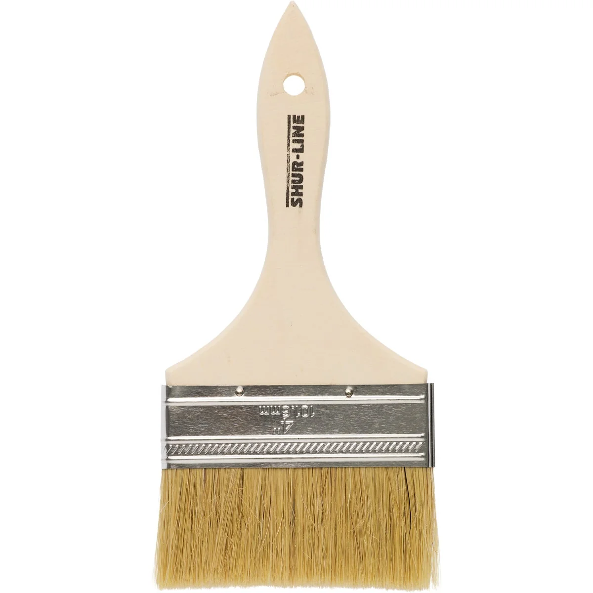 Easy-to-Use Shur-Line 4 In. Flat Chip Natural Bristle Paint Brush Premium Material