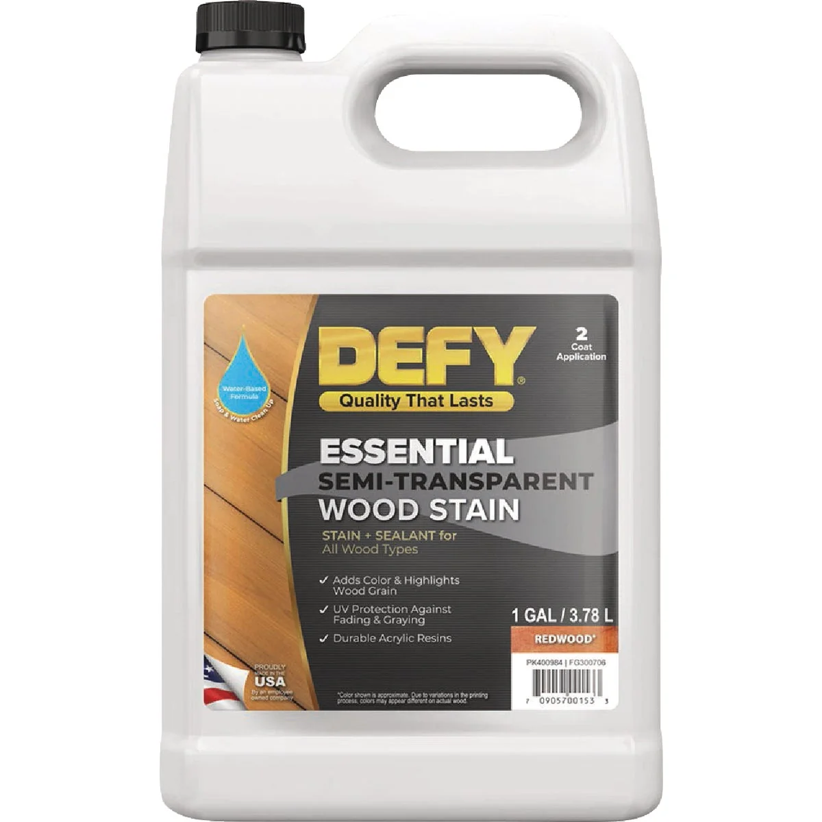 Sophisticated Defy Essential Semi-Transparent Wood Stain Redwood 1 Gal. Original
