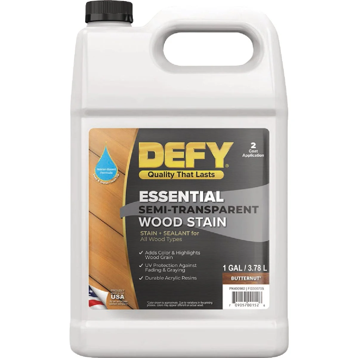 Easy-to-Use Defy Essential Semi-Transparent Wood Stain Butternut 1 Gal. Practical