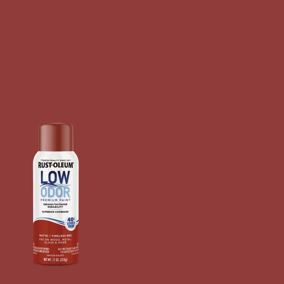 Sustainable Rust-Oleum Low Odor Water-Based 11 Oz. Matte Spray Paint Timeless Red Pure