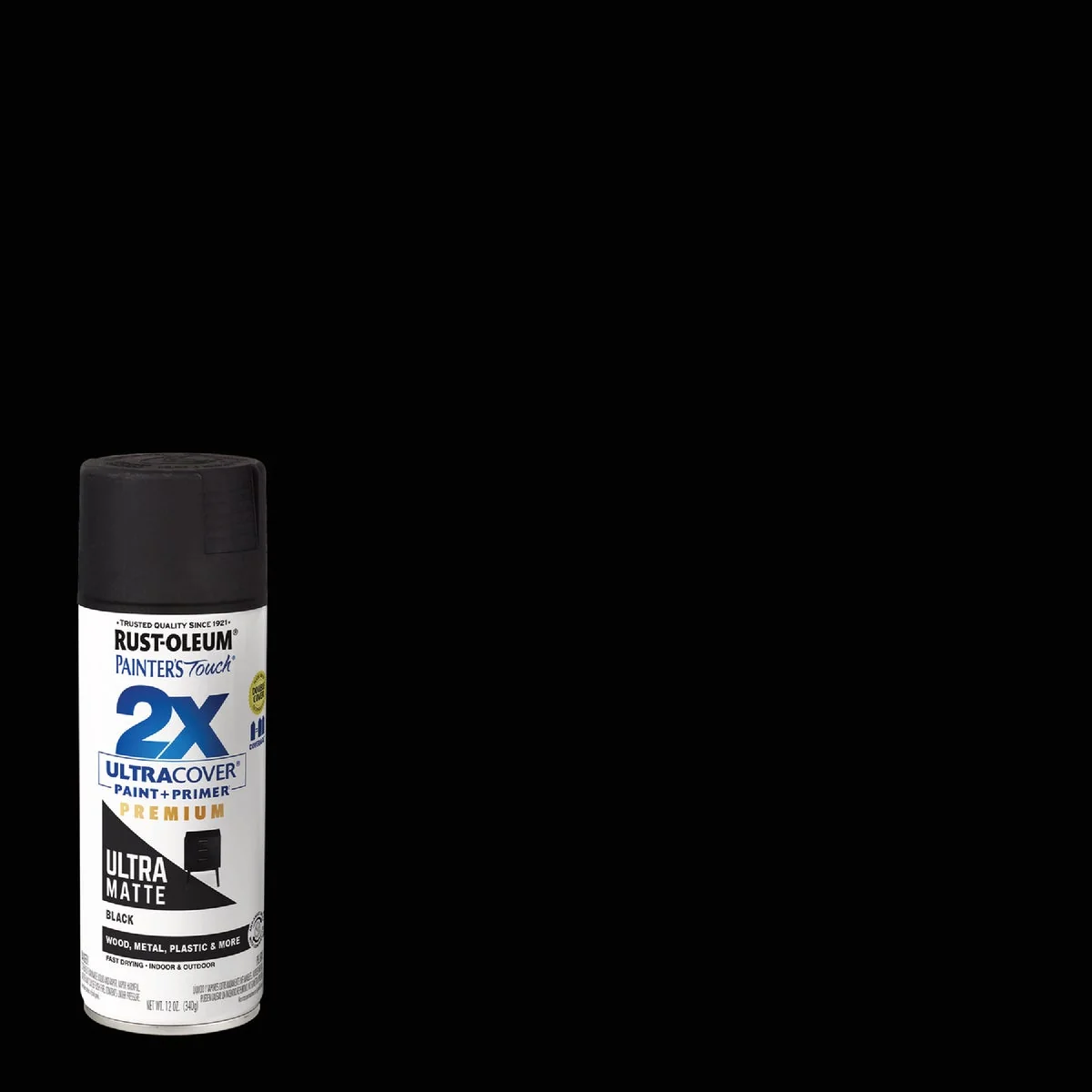 Original Design Rust-Oleum Painter's Touch 2X Ultra Cover 12 Oz. Ultra Matte Paint Primer Spray Paint Black Reliable