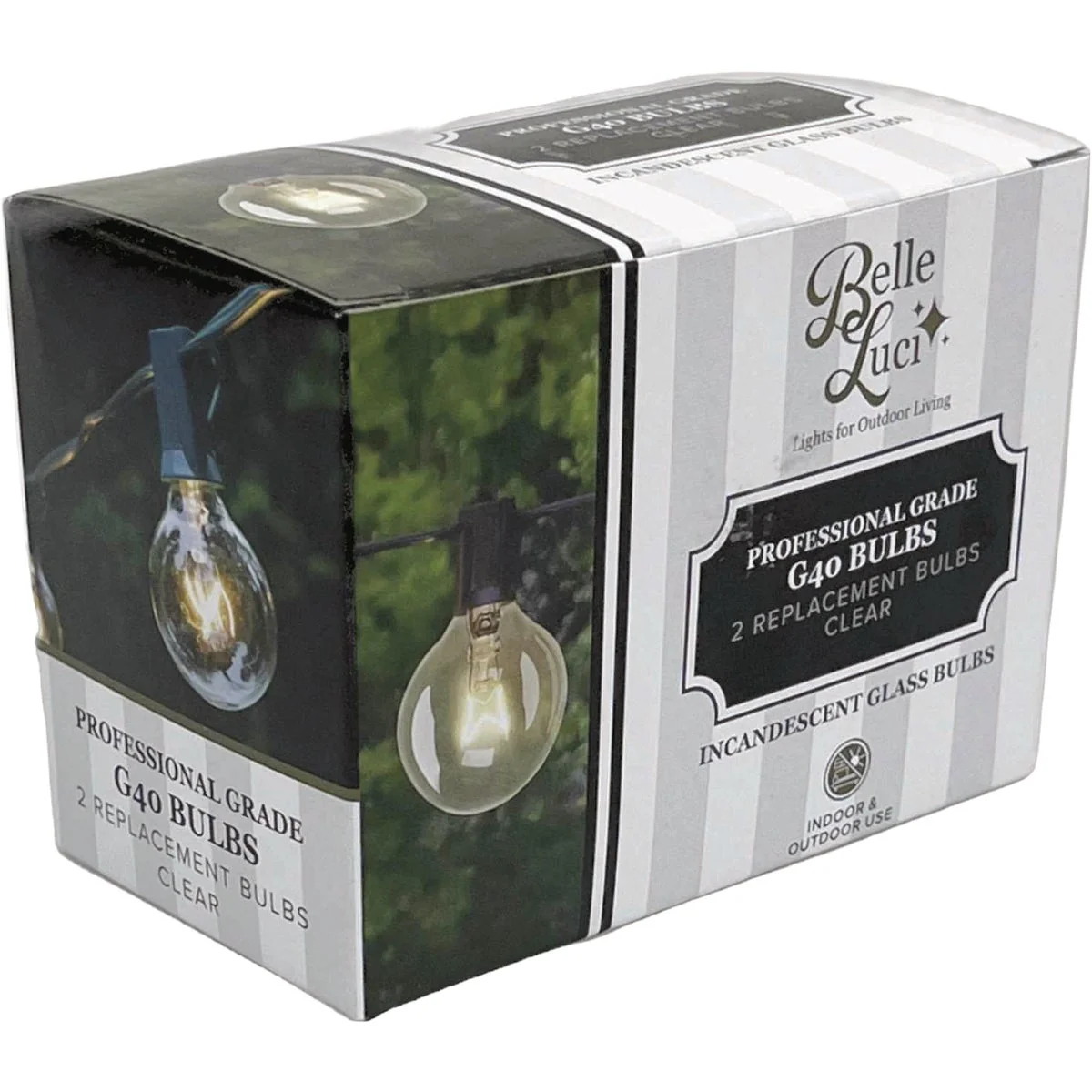Durable Holiday Bright Lights Belle Luci G40 E12 Base Clear Incandescent Bulb 2-Pack Next-Generation