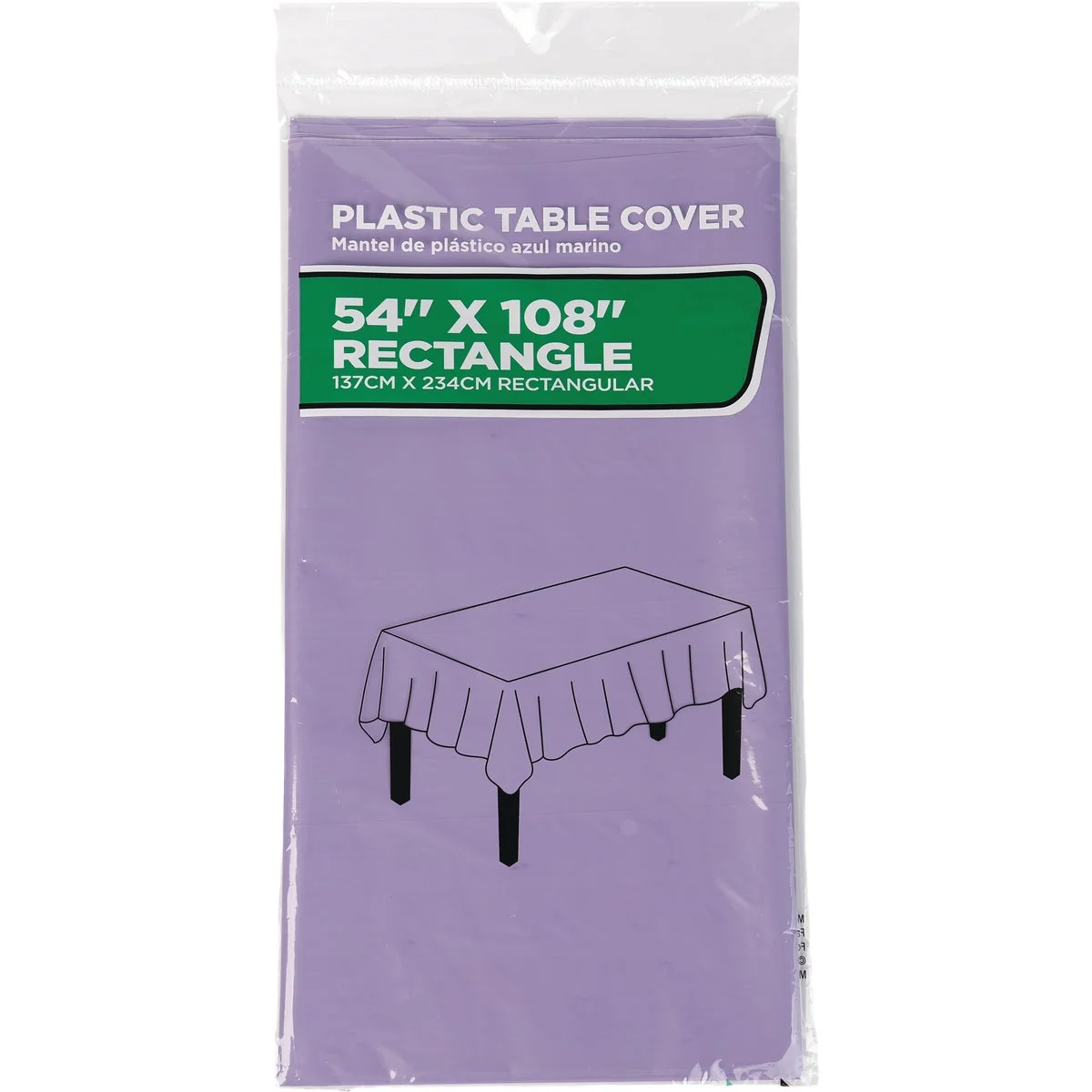 Optimized 54 In. x 108 In. Lavender Rectangular Plastic Table Cover Trendy