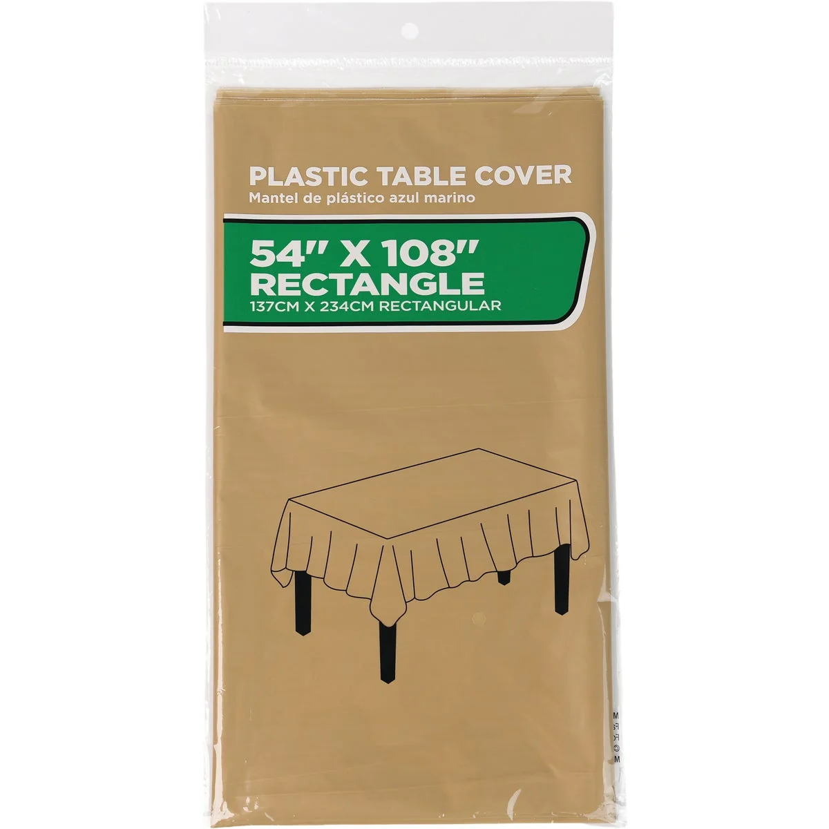 Artisan 54 In. x 108 In. Gold Rectangular Plastic Table Cover Solid