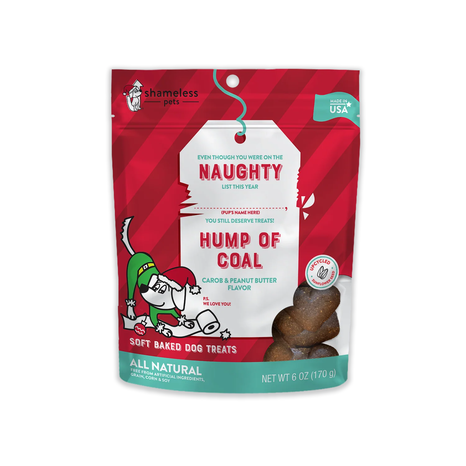Elegant Shameless Pets Hump of Coal Soft Baked Biscuit Dog Treats Naughty List Superior