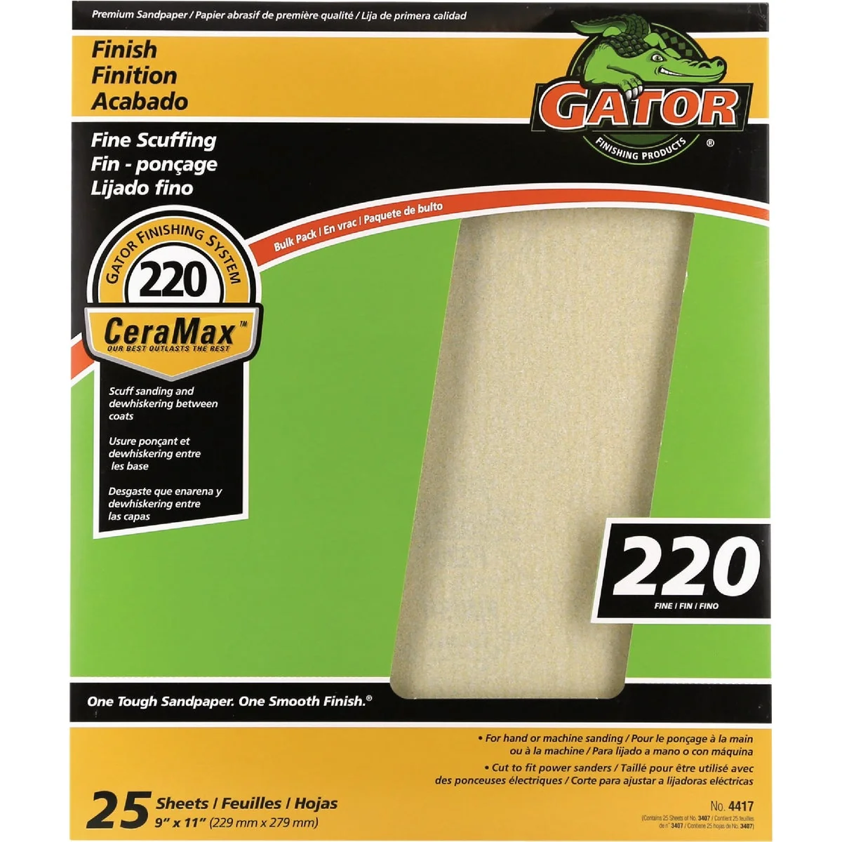 Relaxed GatorGrit 9 In. x 11 In. Fine 220-Grit Premium Ceramic Sandpaper 25-Pack