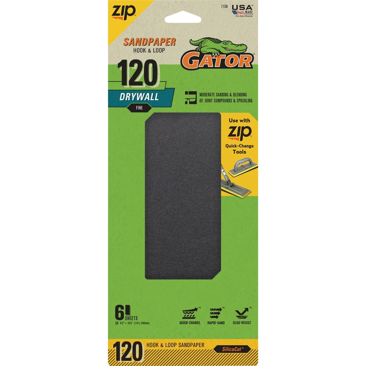 High-Quality Gator Grit 120 Grit Drywall Hook Loop Sandpaper 6-Pack Effective