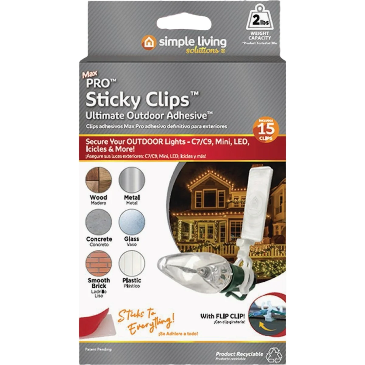 Carefully Designed Simple Living Solutions Max PRO Sticky Clip Outdoor Adhesive 15-Pack Responsible