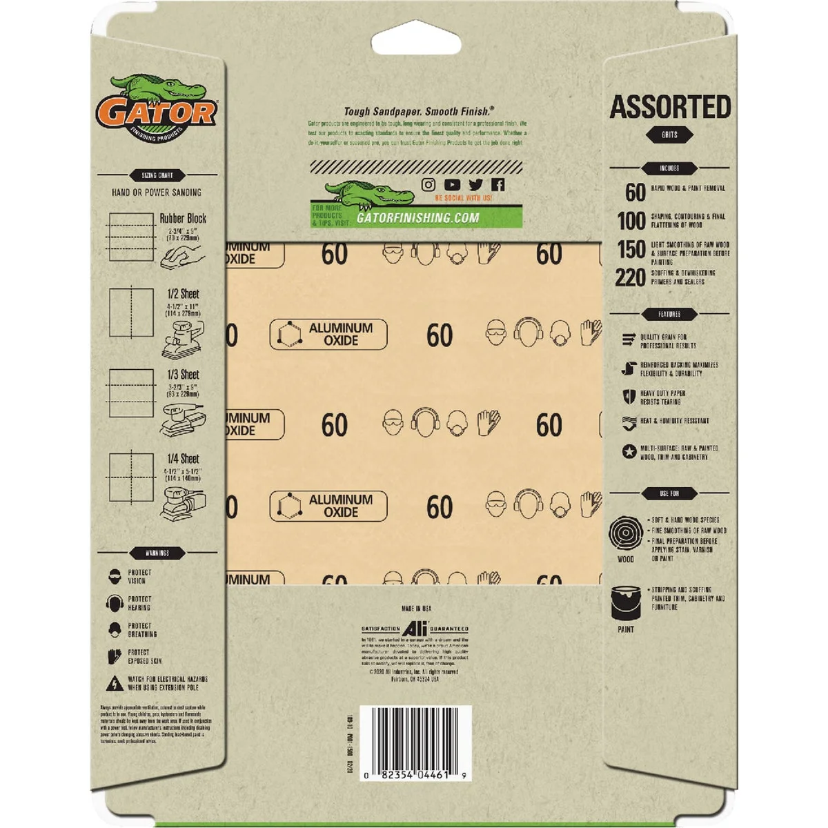 Clean GatorGrit 9 In. x 11 In. Garnet Sandpaper Assortment 4-Pack Excellent