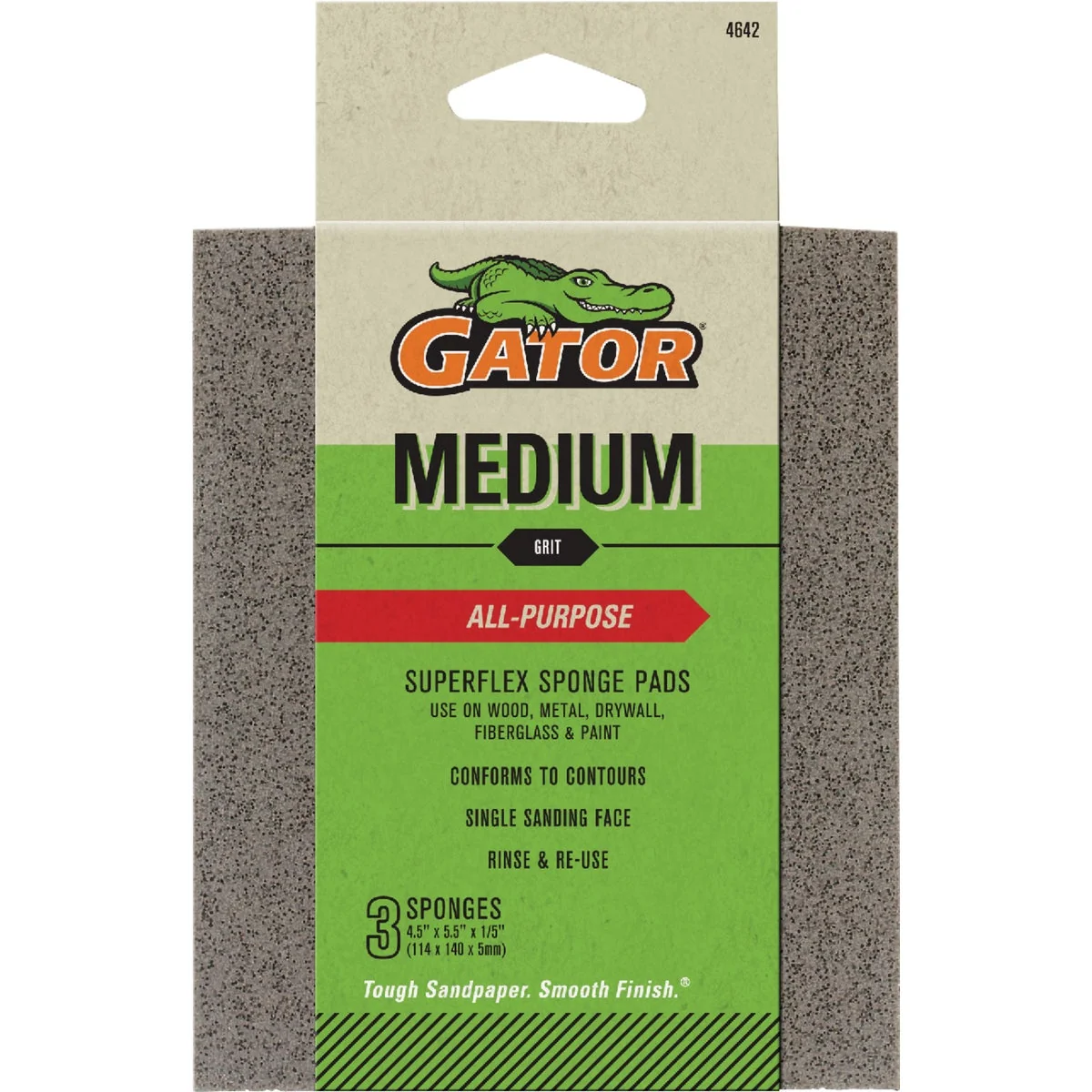 Consistent Gator Grit 4.5 In. x 5.5 In. 120-Grit Premium Sanding Pad 3-Pack Durable