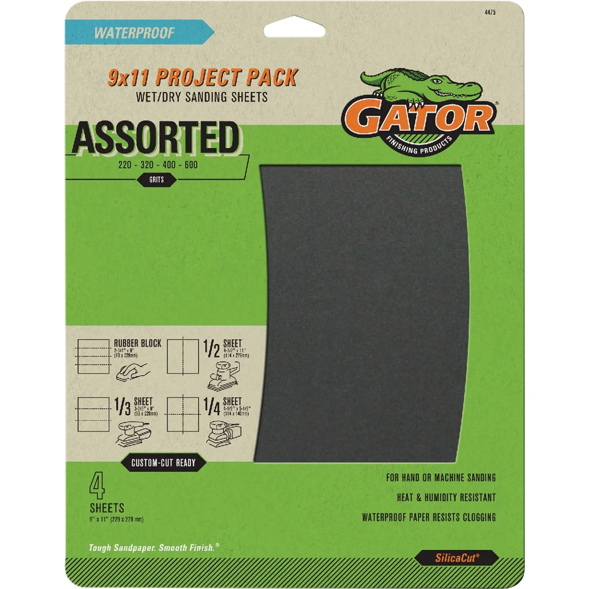 Practical GatorGrit 9 In. x 11 In. Sandpaper Assortment 4-Pack Refined