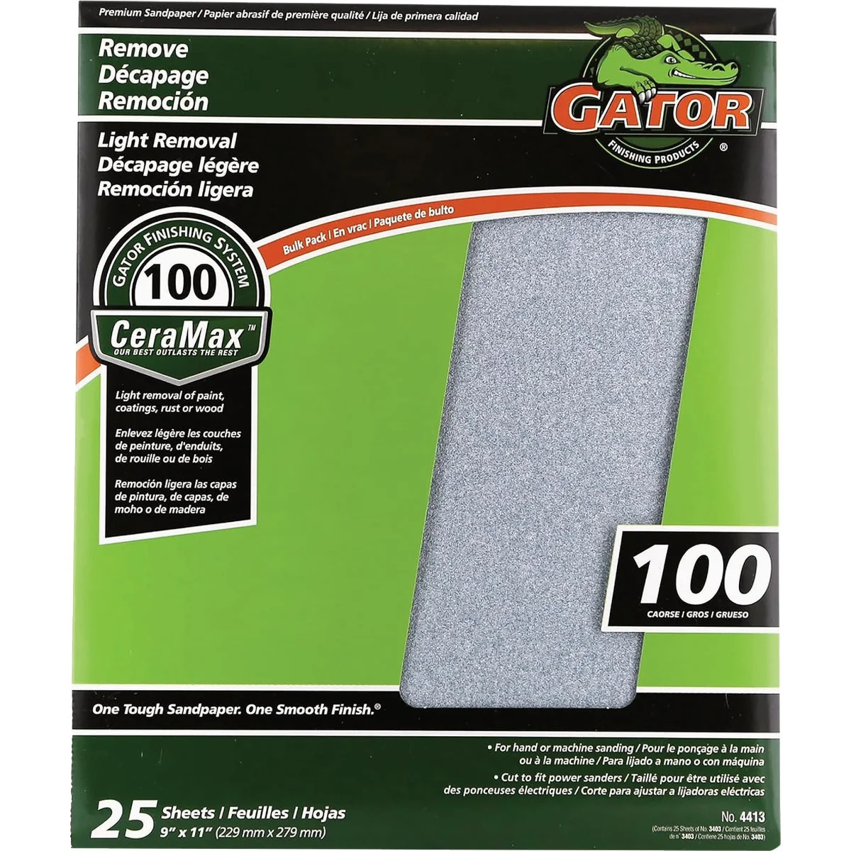 Professional GatorGrit 9 In. x 11 In. Coarse 100-Grit Premium Ceramic Sandpaper 25-Pack Artisan