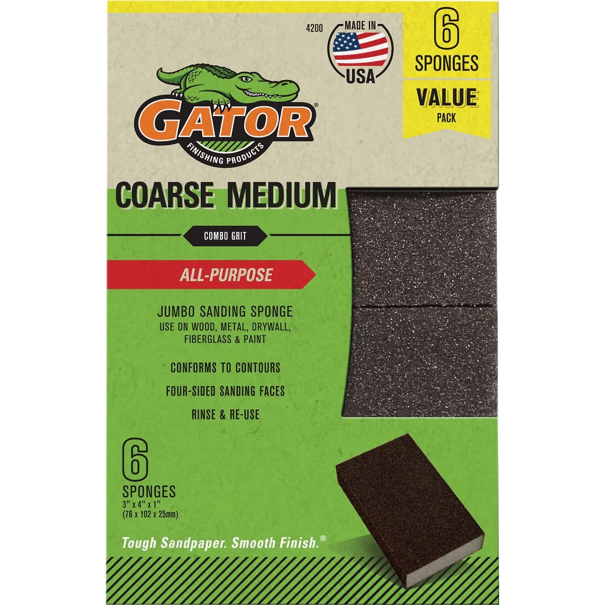 Effective Gator 3 In. x 4 In. Medium Coarse Sanding Sponge 6-Pack Innovative