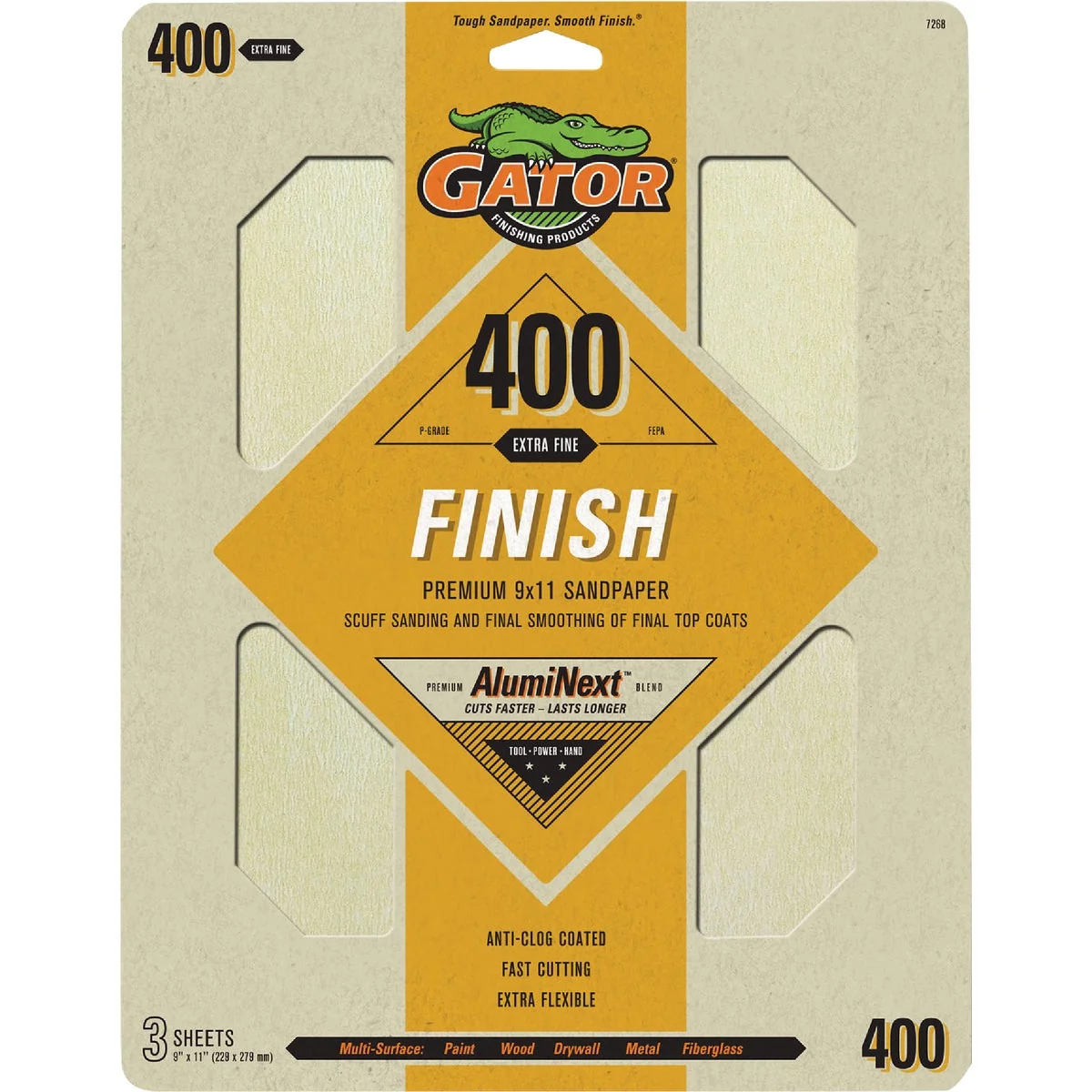 Innovative Gator 9 In. x 11 In. 400-Grit Sandpaper 3-Pack Long-Lasting