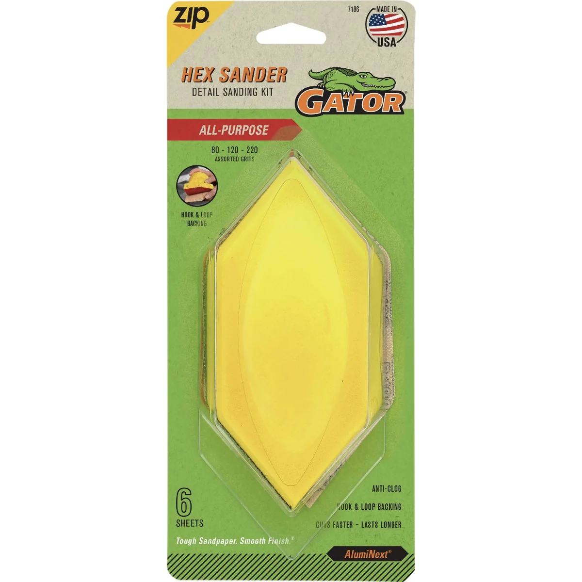 Durable Gator Zip Hook Loop Detail Hand Sander Detailed