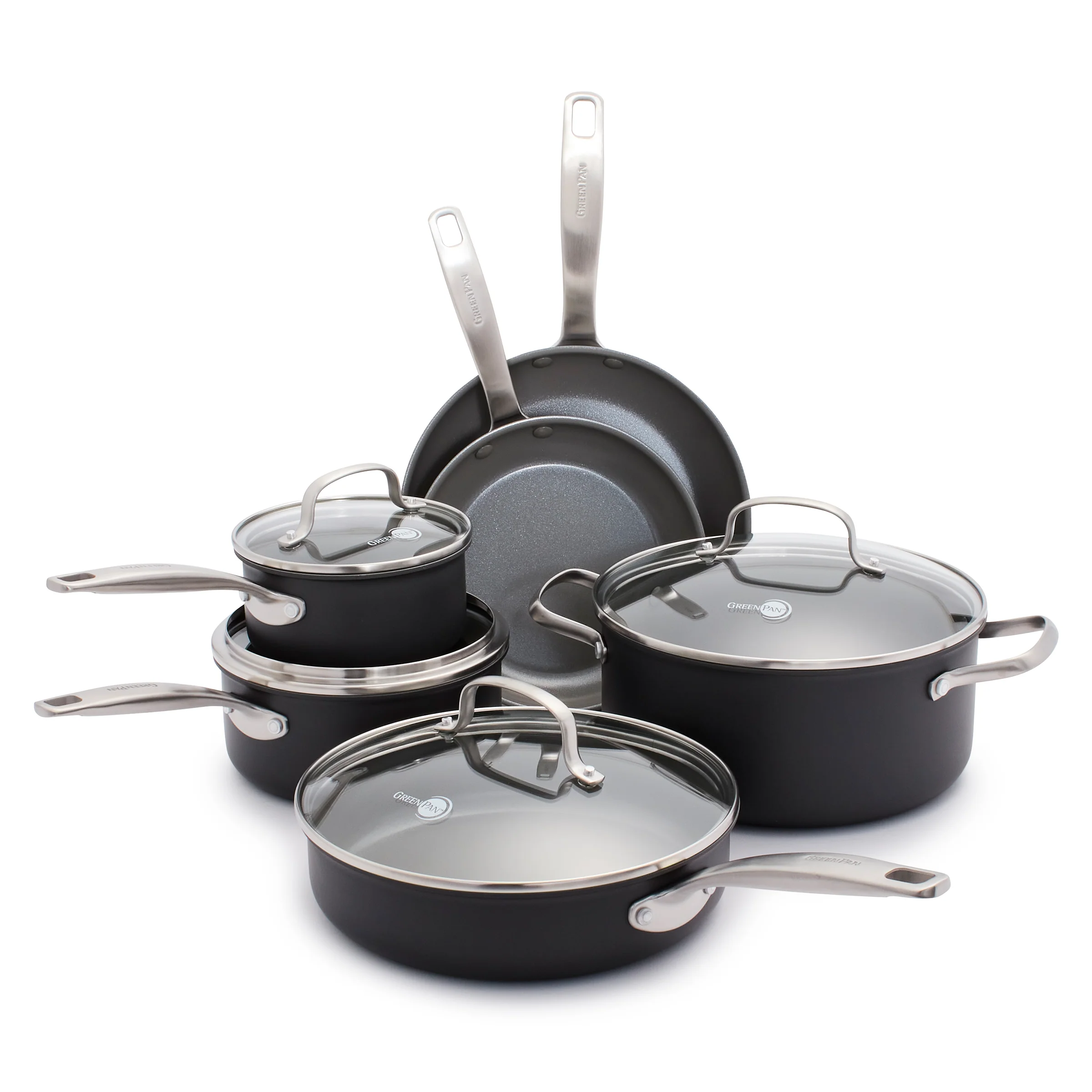 Exclusive GreenPan Chatham Ceramic Non-Stick Cookware Set 10 Piece High-Quality