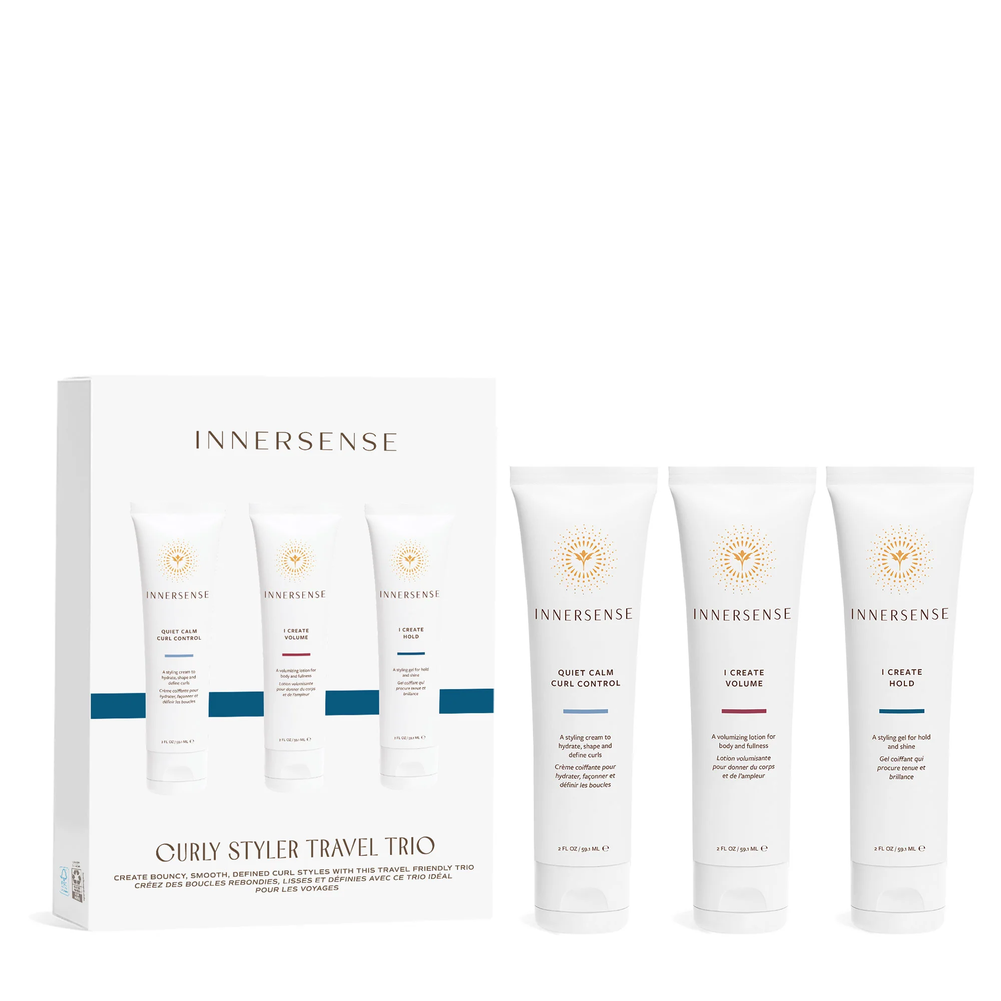 World-Class Innersense Organic Beauty Curly Stylers Travel Trio High-Performance