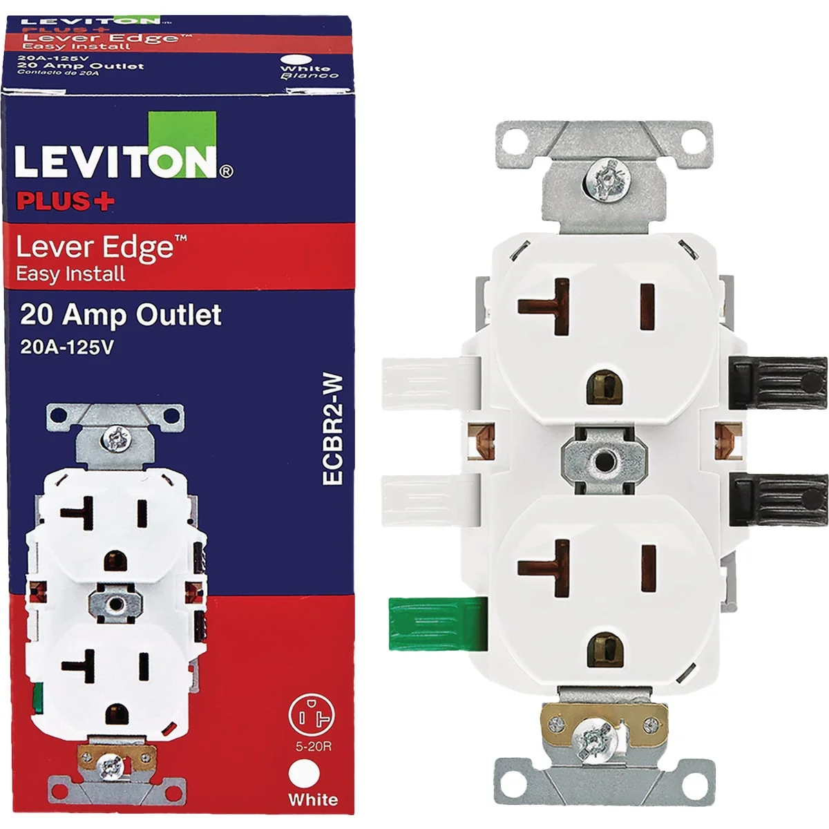 Authentic Leviton Lever Edge White 20A Commercial Grade 5-20R Duplex Outlet Outstanding