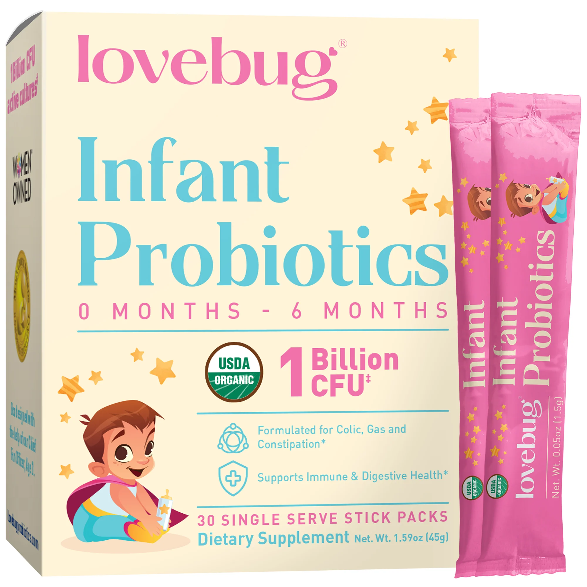 Expertly Made Lovebug Infant Probiotics 0 to 6 months World-Class