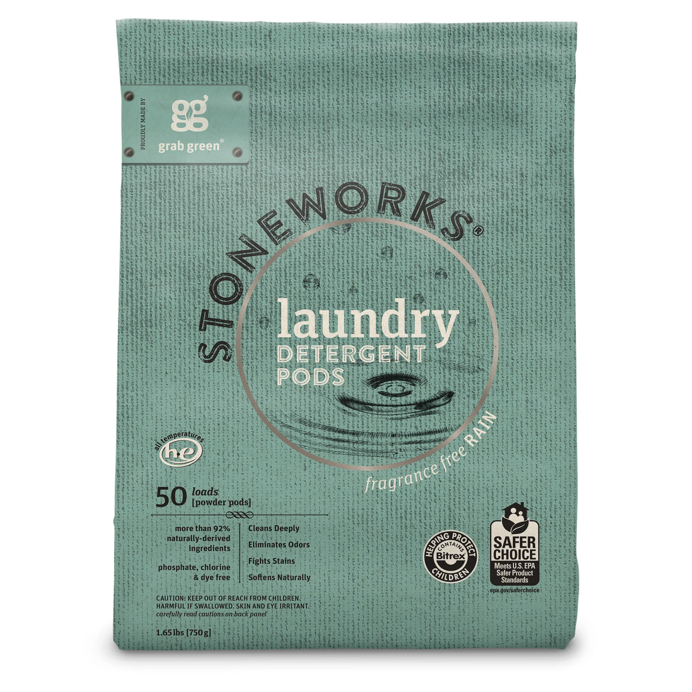 Flexible grab green Stoneworks Laundry Detergent Pods - Rain Premium Material