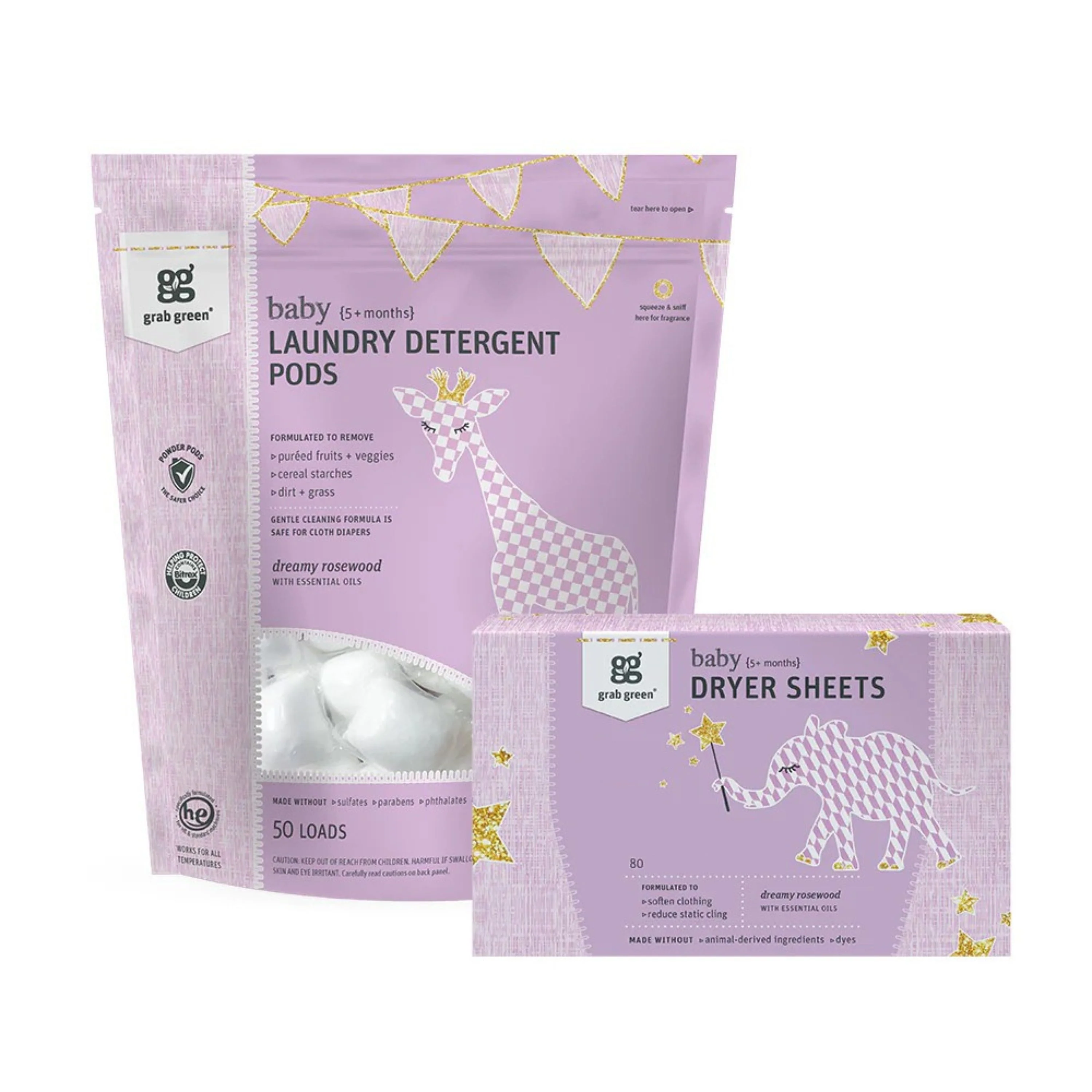 Crafted grab green Baby Laundry Detergent Pods Baby Dryer Sheets Kit Minimalist