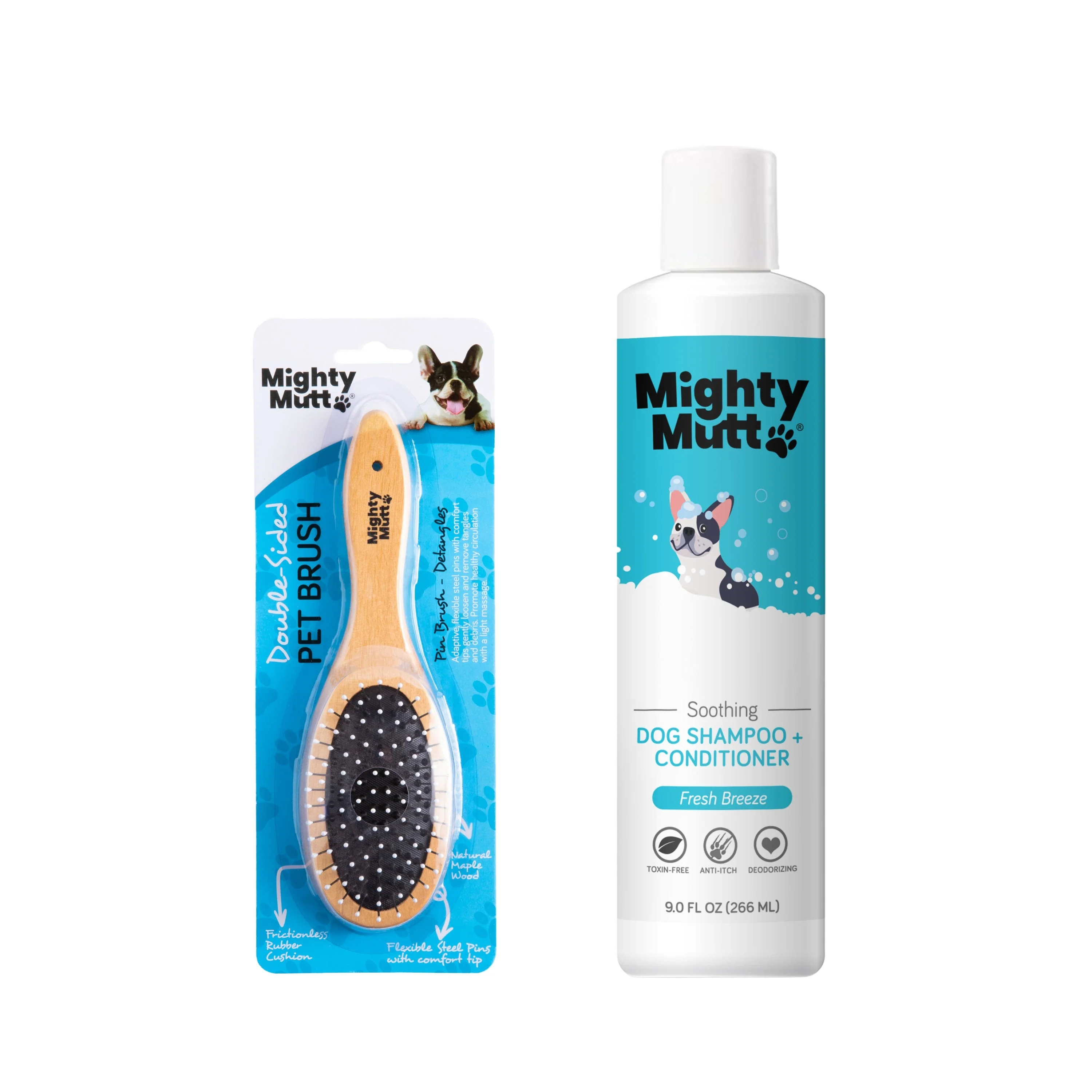 Superior Mighty Mutt Buy Bamboo Grooming Brush for Pets Get Dog Shampoo Conditioner Secure