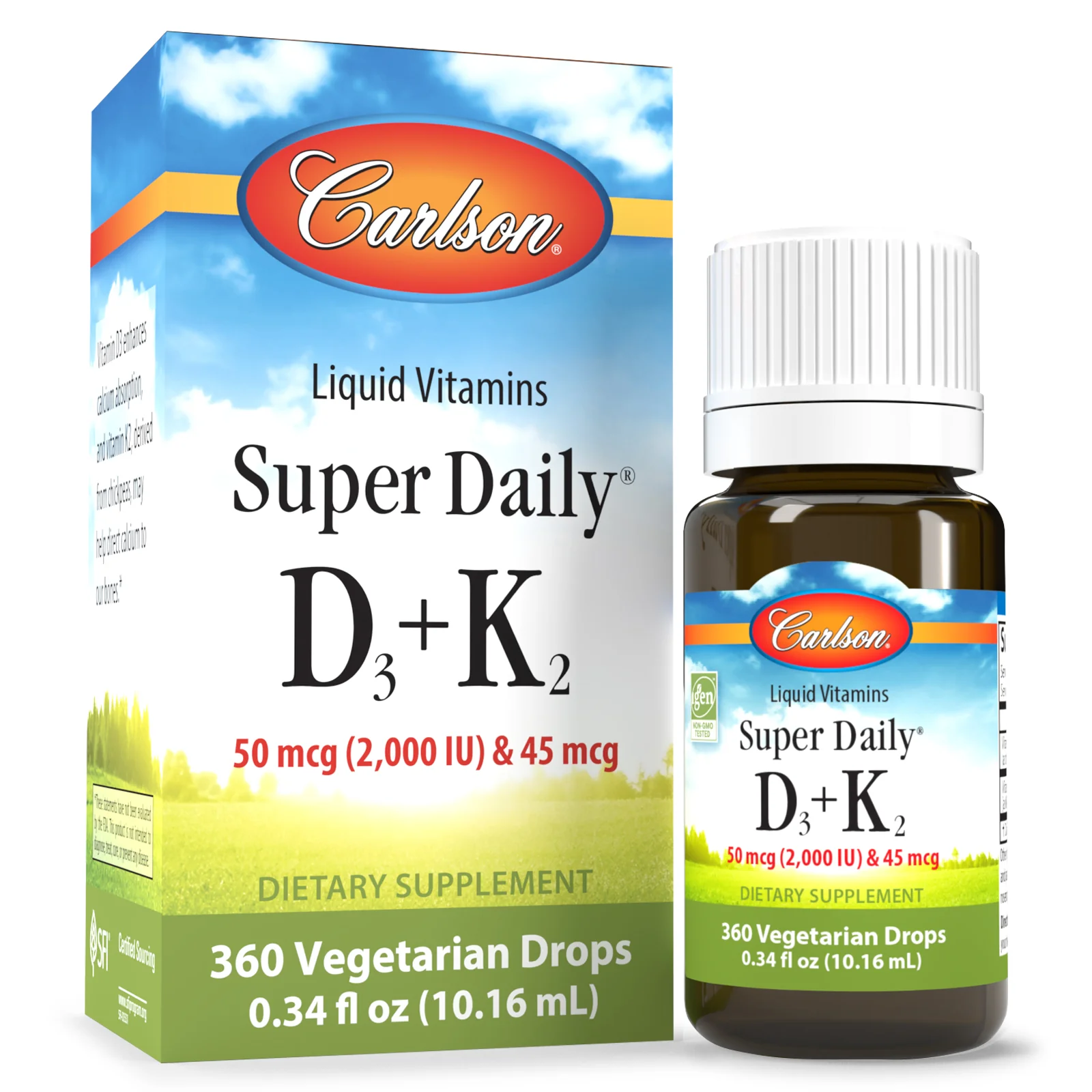 Functional Carlson Labs Super Daily® D3 K2 Liquid – Bone Heart Support Dependable