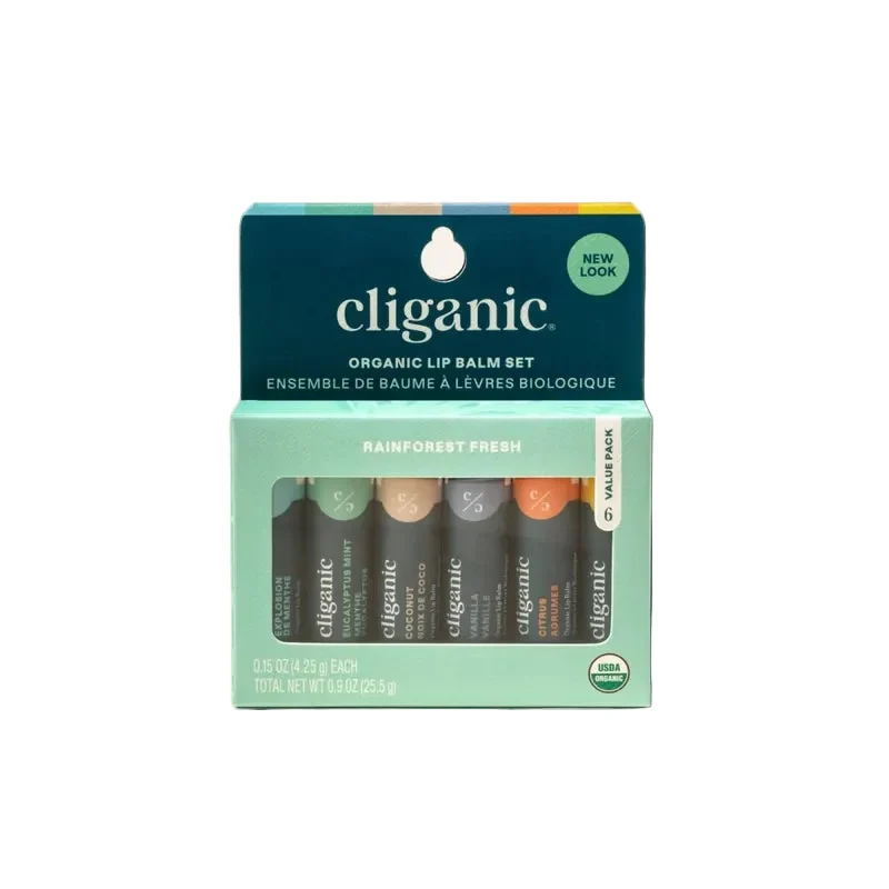 Versatile Cliganic Organic Lip Balm Set - Rainforest Fresh Excellent