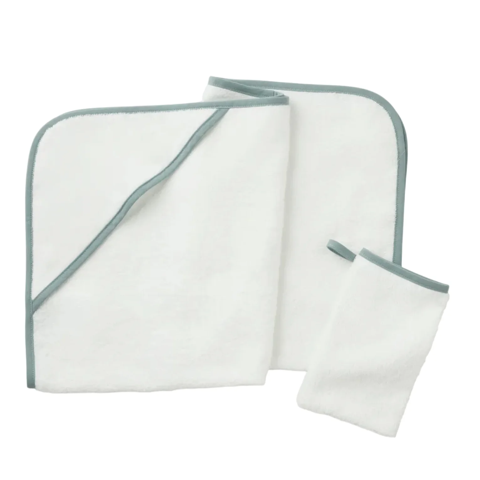Secure Coyuchi Cloud Loom™ Organic Baby Hooded Towel and Bath Mitt Set High-End