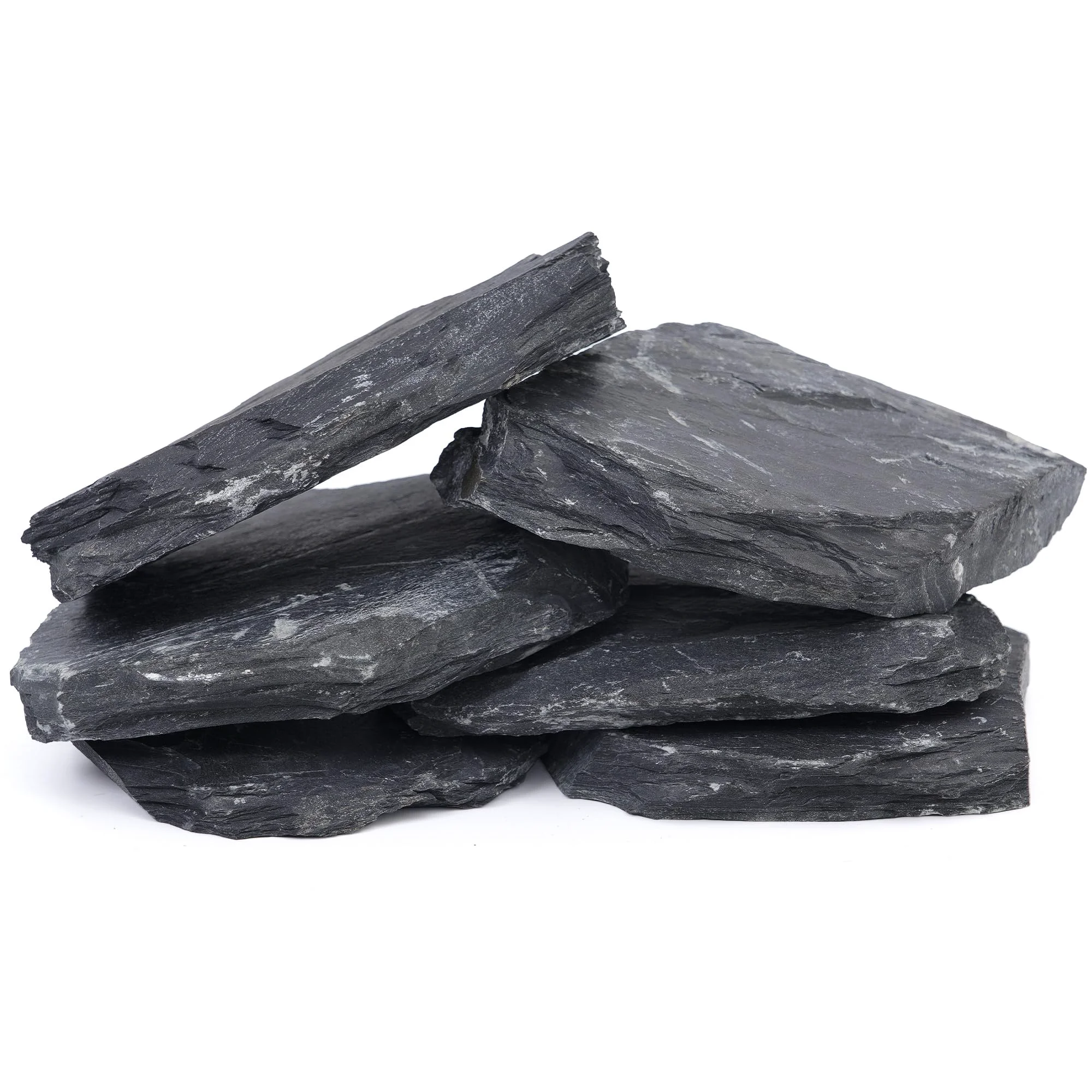 Expertly Made FISCAPE 6 Natural Slate Aquarium Rocks — 6 to 8 for Tanks Landscaping Enclosures Relaxed