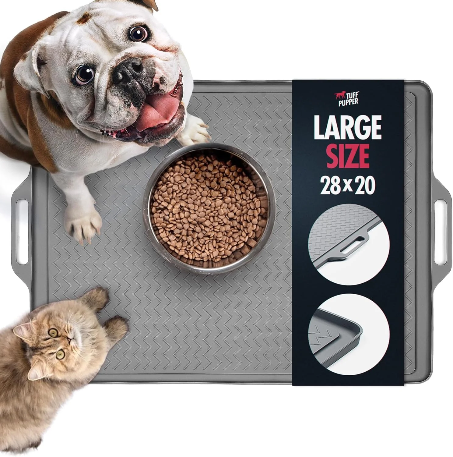 Versatile Tuff Pupper 28x20 Large Dog Feeding Mat for Food and Water Dog Food Mats for Floors Waterproof Dog Water Bowl Mat Dog Placemats Pet Food Mat Silicone Feeding Mat for Cats and Cat Bowls Luxury