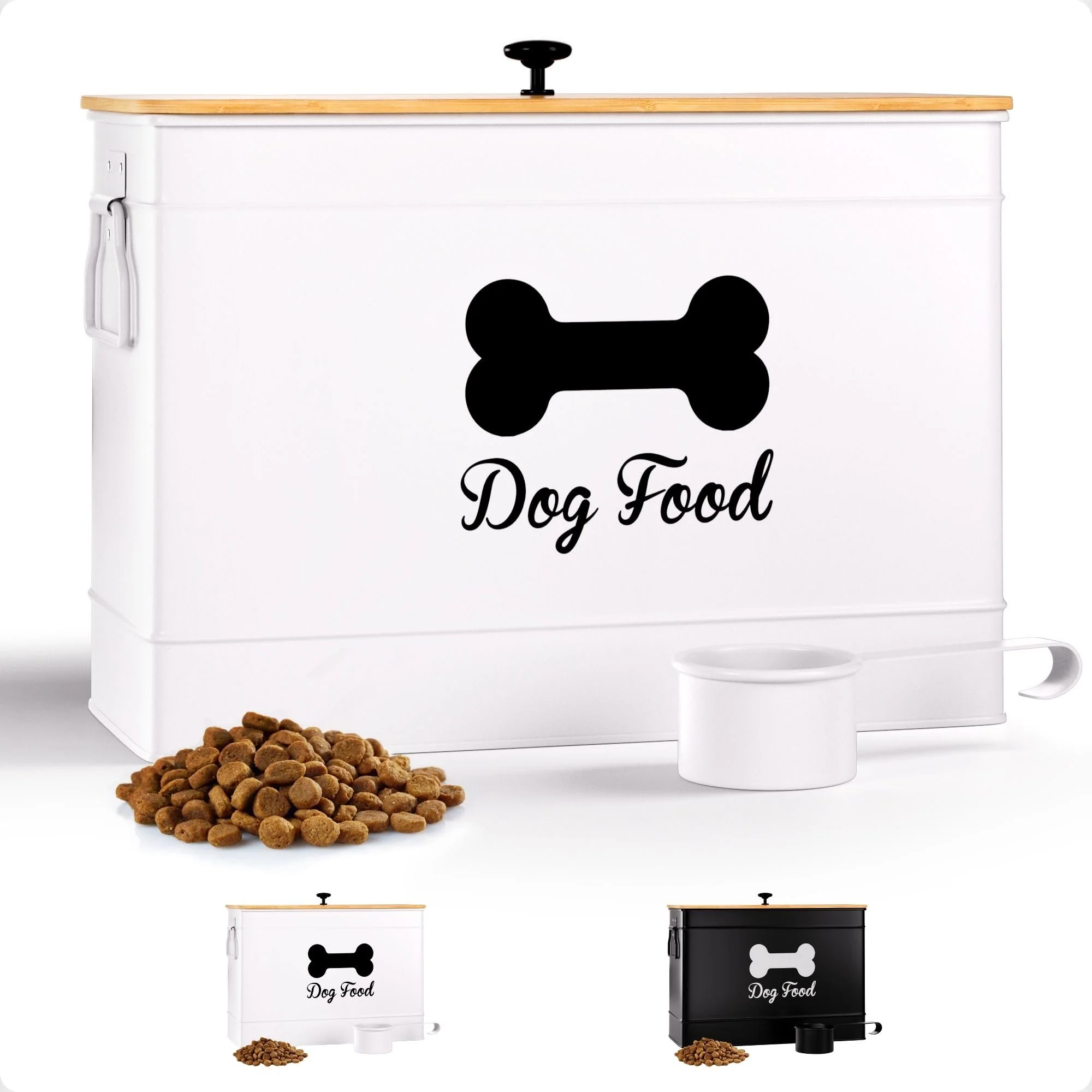 High-Quality HB Design Co Dog Food Container 15 lb Airtight Storage with Bamboo Lid 50 Cup Capacity Fine Crafted
