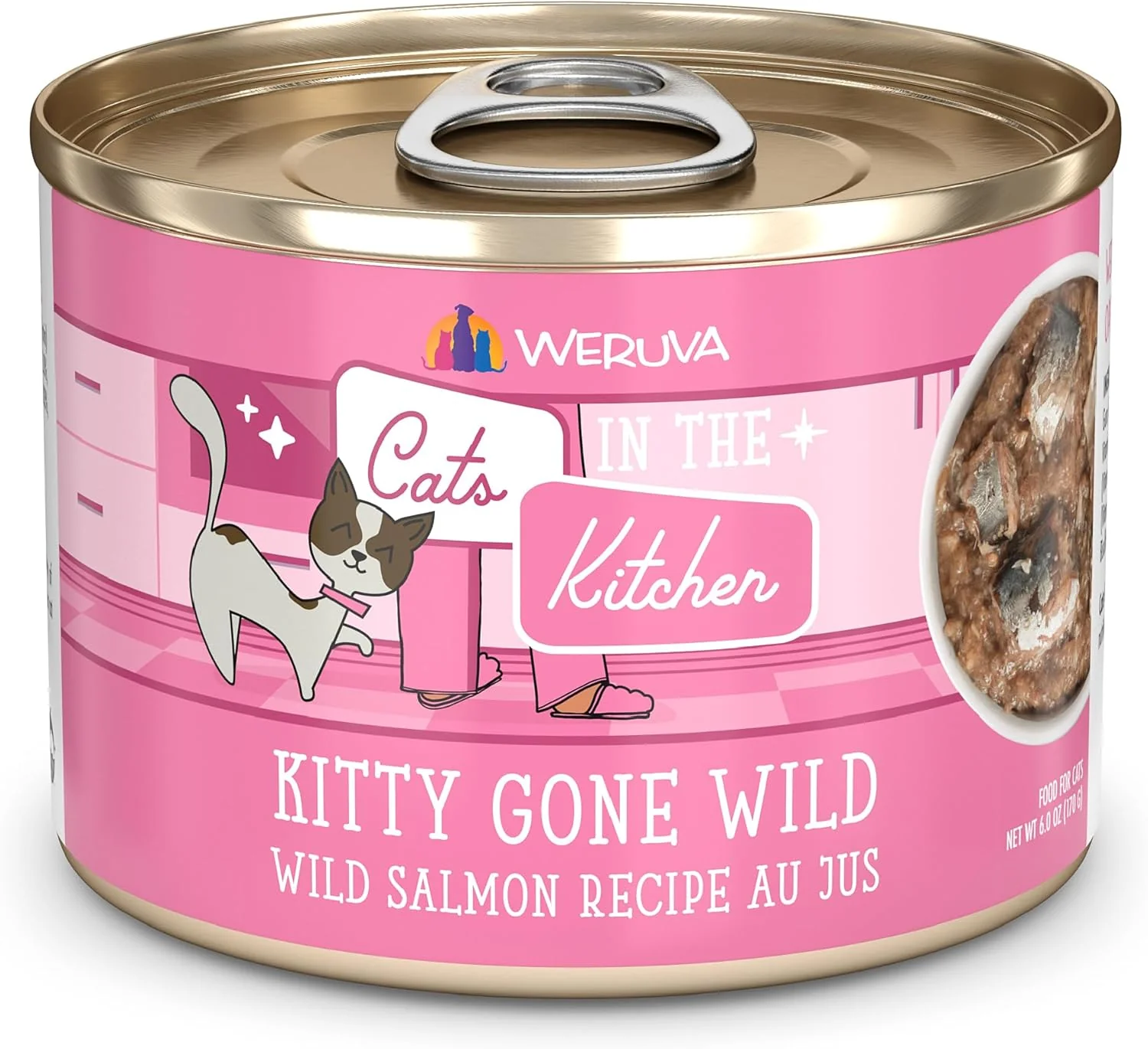 Environmentally Friendly Weruva Cats in The Kitchen Kitty Gone Wild with Wild Salmon Au Jus Cat Food 6oz Can Pack of 24 Modern