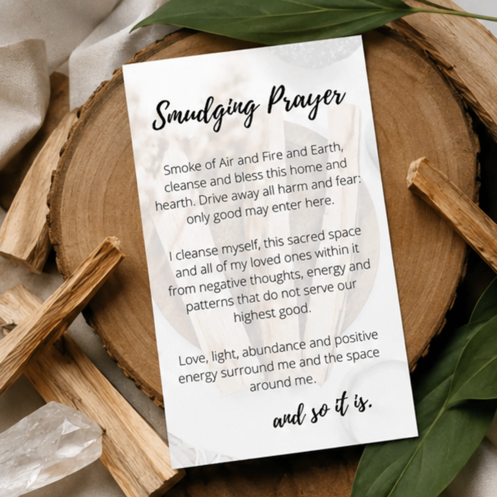 Innovative Palo Santo Smudging Prayer Card Cleansing Ritual Instructions Digital Card Printable Refined