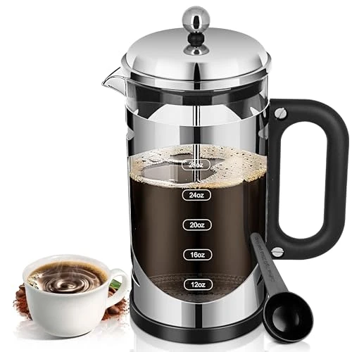 Excellent 34 Ounce French Press Coffee Maker Chromium Stainless Steel Coffee Press Fashionable