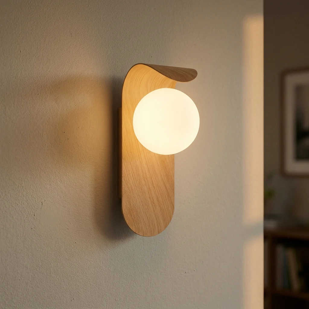 Effective Scandinavian Wall Lamp Wood-Grain Touch On Off Stylish