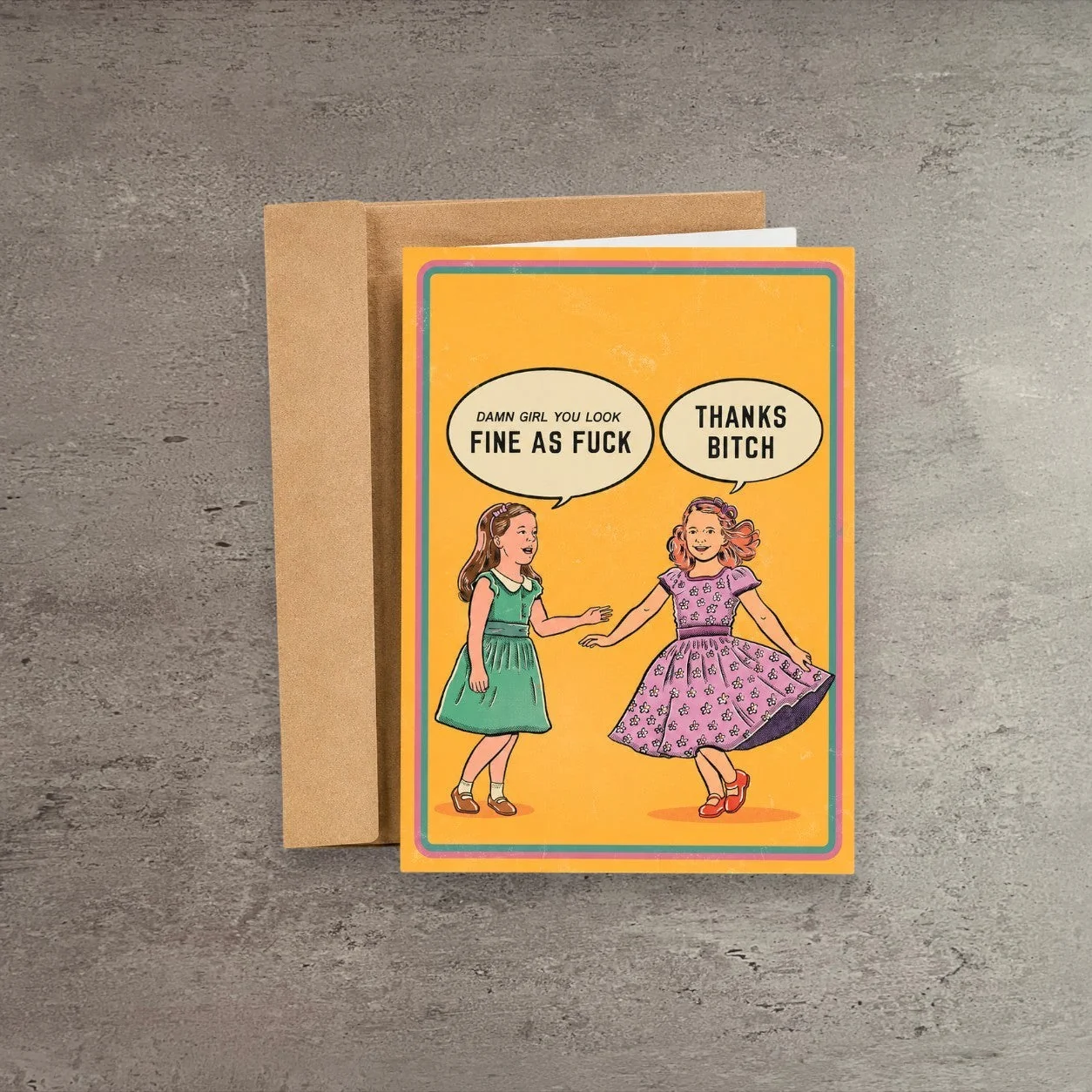 Original Design Damn Girl Greeting Card Recyclable