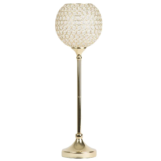 Proven Glass Crystal Bowl Ball Centerpiece on Stand 30 - Gold Fine Crafted