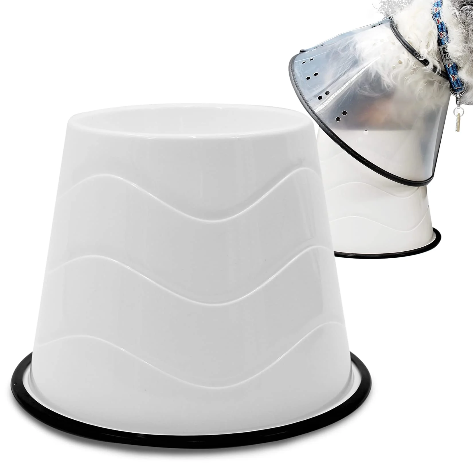Carefully Designed CAM No Slip Base d Bowls for Cone-Wearing Dogs — 2-Pair Large Dogs Exclusive