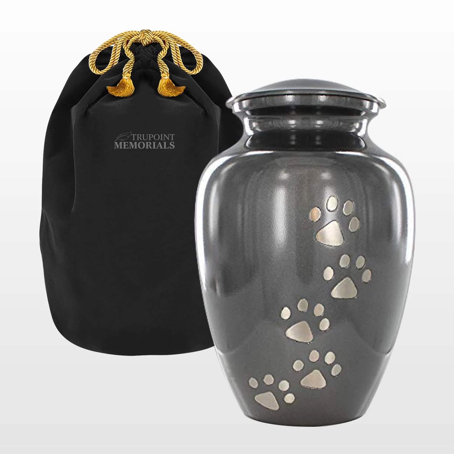 Comfortable Trupoint Memorials Large Pet Urn – Paws Print Grey 122 lb Capacity Green