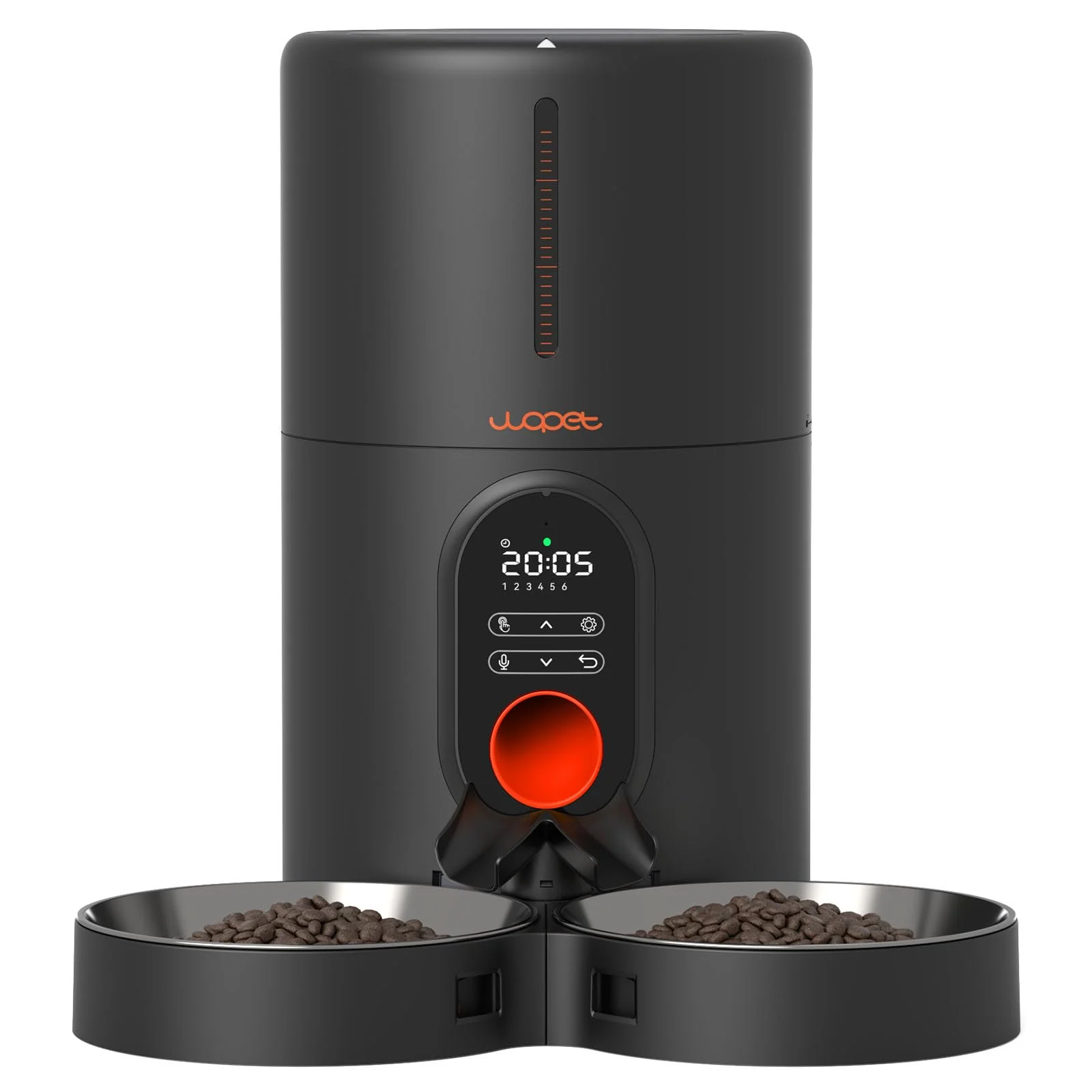 Environmentally Friendly WOPET Automatic Cat Feeder for 2 Cats Timed Meals Stainless Steel Bowls Dual Power Fine Crafted