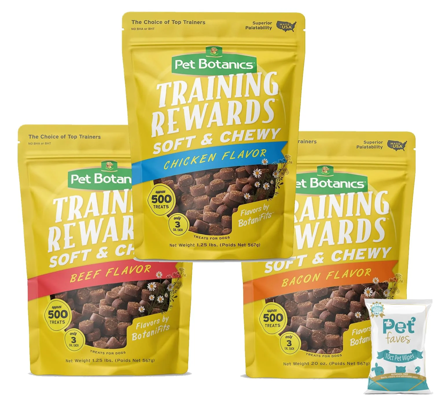 Clean 3 Packs Pet Faves Training Rewards Treats for Dogs – Bacon Beef Chicken 20 oz 10ct Wipes Official