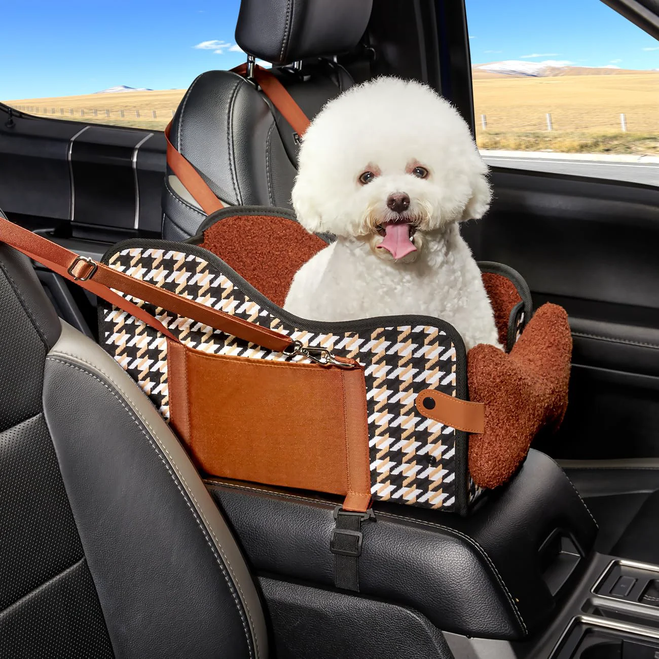 Pure TKYZ Center Console Dog Car Seat for Small Dogs – Universal Fit Stable Spacious Reusable