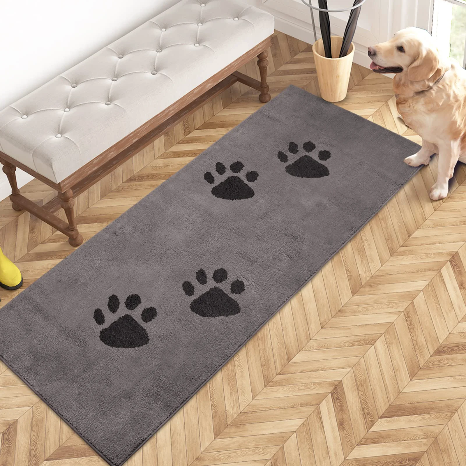 Easy-to-Use PURRUGS Dirt Trapping Door Mat 24x59 – Low-Profile Non-Slip Microfiber Entrance Rug Practical