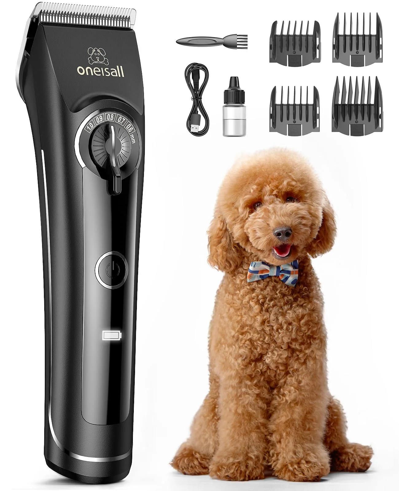 Optimized oneisall Dog Clippers for Thick Coats — Low Noise Detachable Blades Long Battery Refined