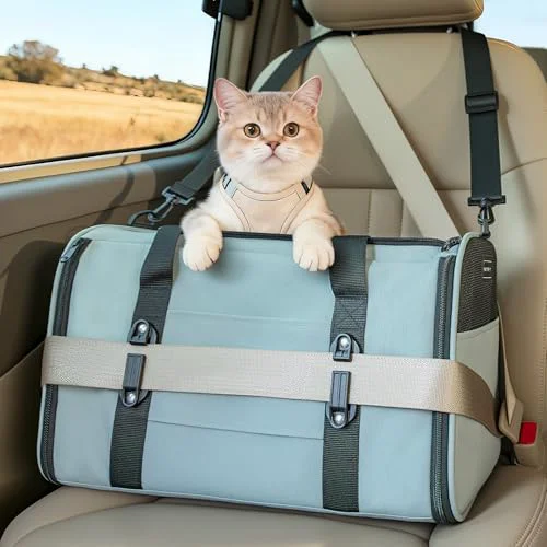 Trendy Petsfit Airline- Cat Carrier 18x11x11 — Safety Buckles Lockable Zippers Breathable Mesh Elegant