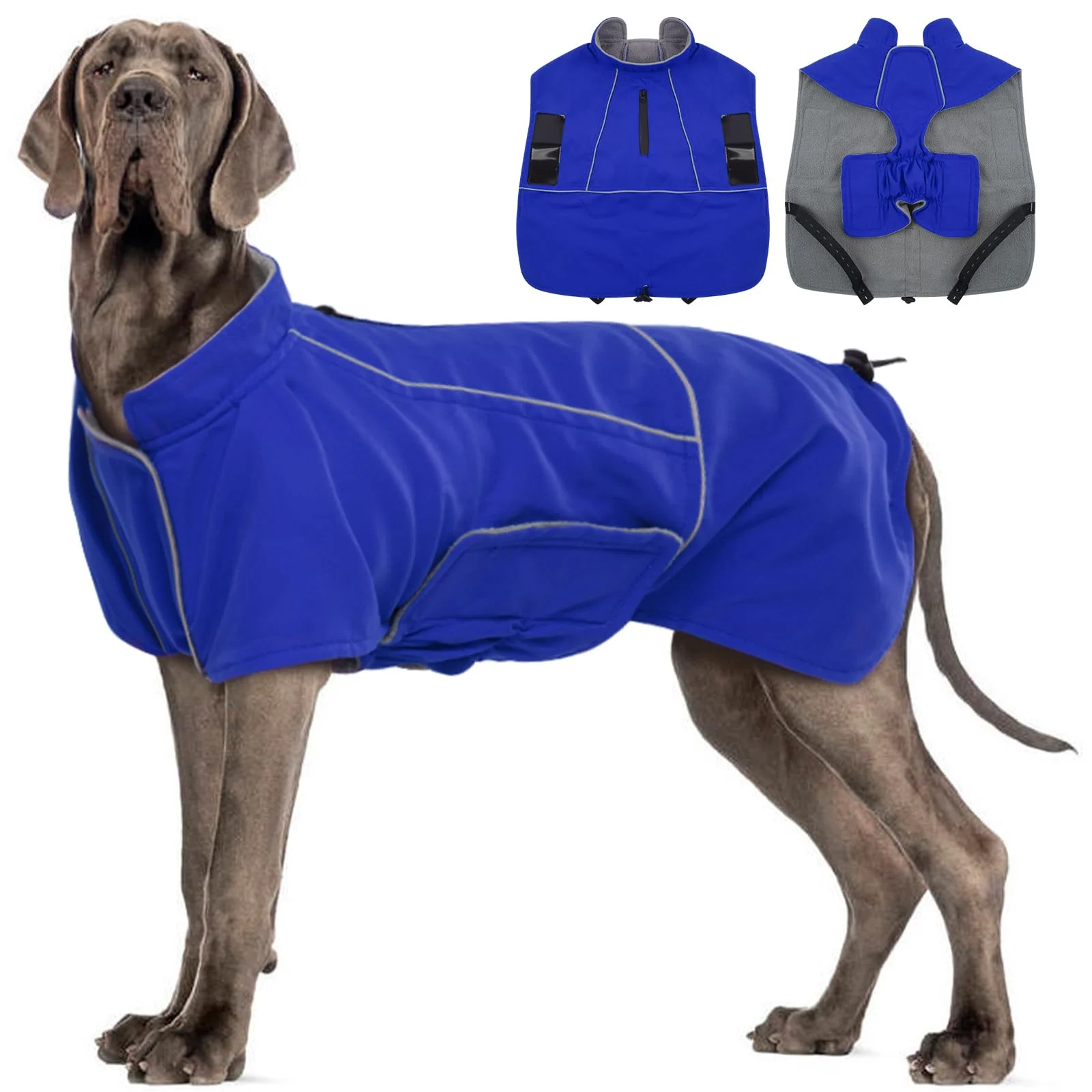 Green MIGOHI Dog Jacket 3XL – Reflective Fleece Winter Coat for Large Dogs High-End